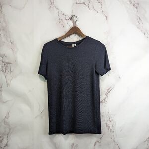 & Other Stories T Shirt Blouse Black S Glitter Shimmer Crew Sparkle 1279